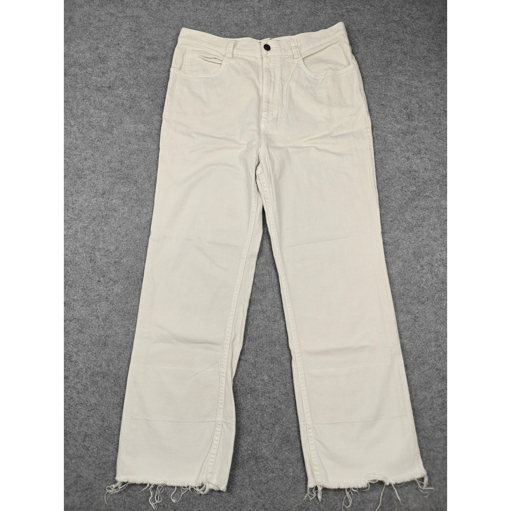 Rachel Comey Jackson Straight Jeans Womens 10 White Light Wash Fray Hem Denim